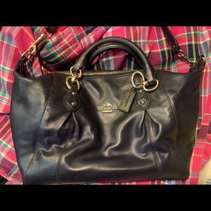 Coach dark navy leather purse